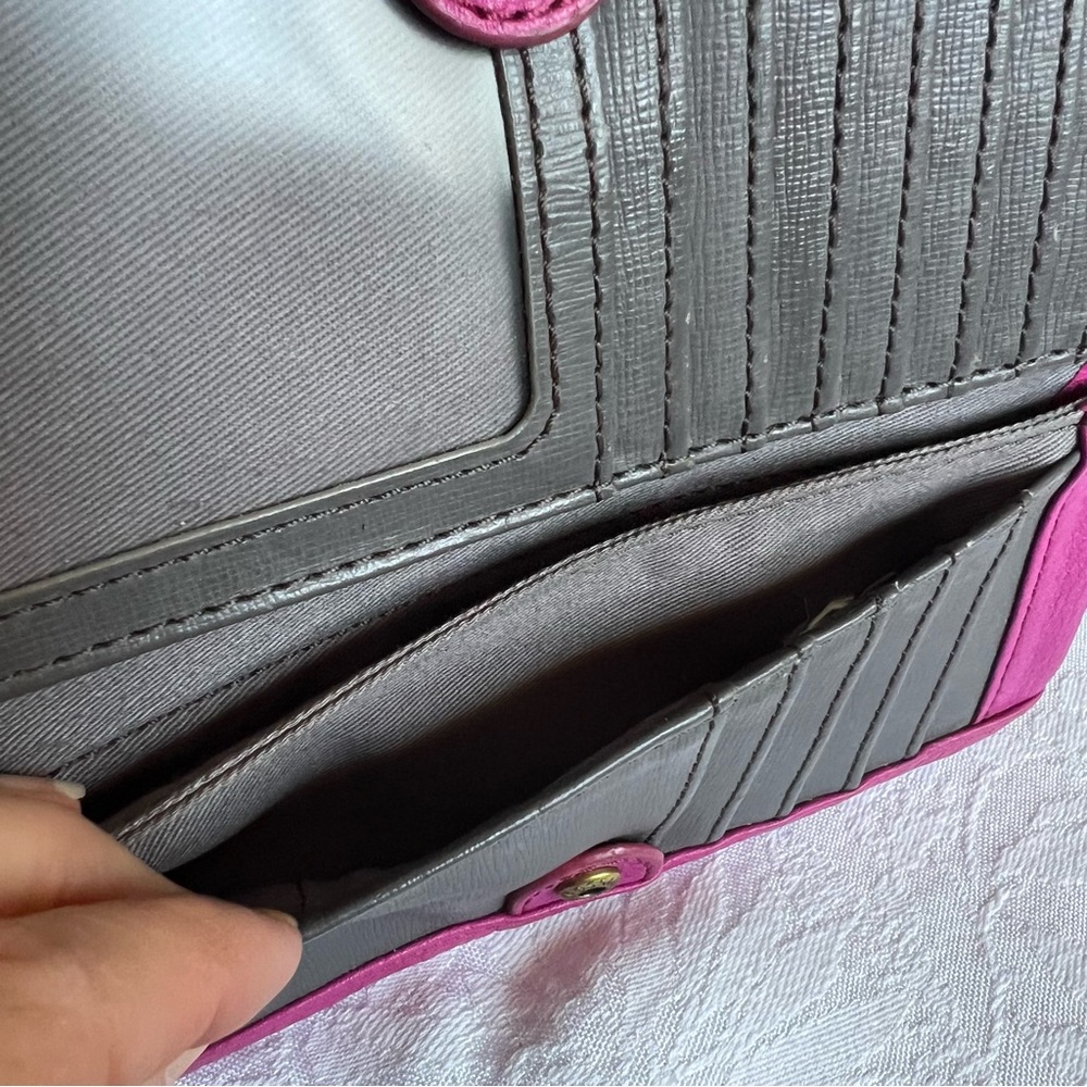 Fossil Erin flat pebble leather wallet fuchsia pink - Picture 14 of 16